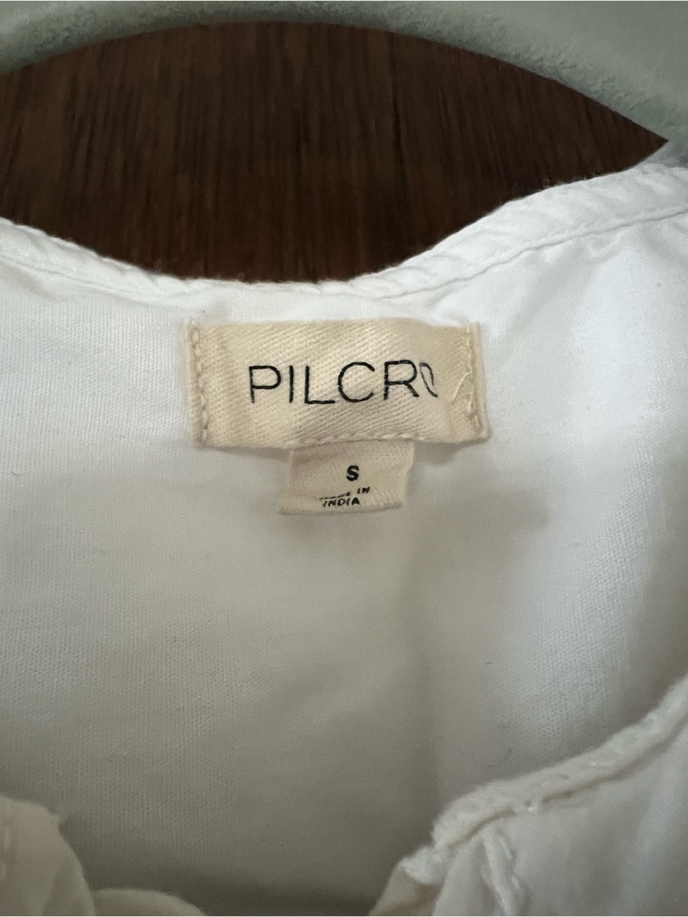 Pilcro White Ruffled Peter Pan Collar Button-Up Top - Picture 2 of 3